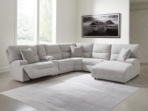 Acklen Place Pewter 6-Piece Power Reclining Sectional with Chaise - 93605S1