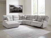Acklen Place Pewter 6-Piece Power Reclining Sectional with Chaise - 93605S2