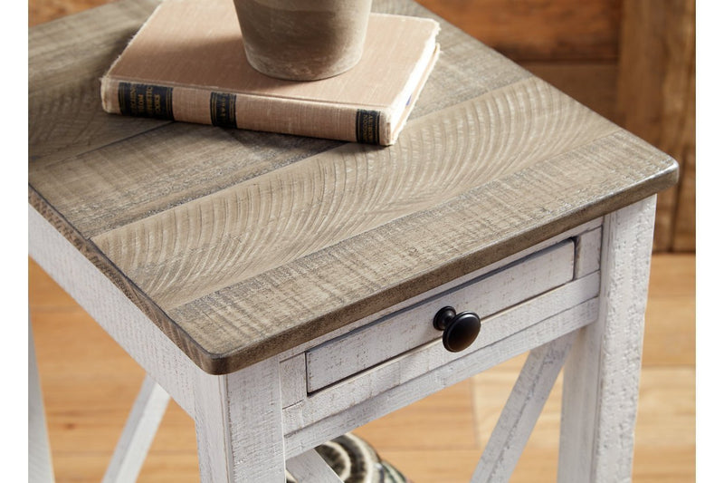 Adalane White/Gray Accent Table - Lara FurnitureTable