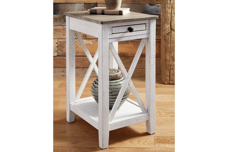 Adalane White/Gray Accent Table - Lara FurnitureTable