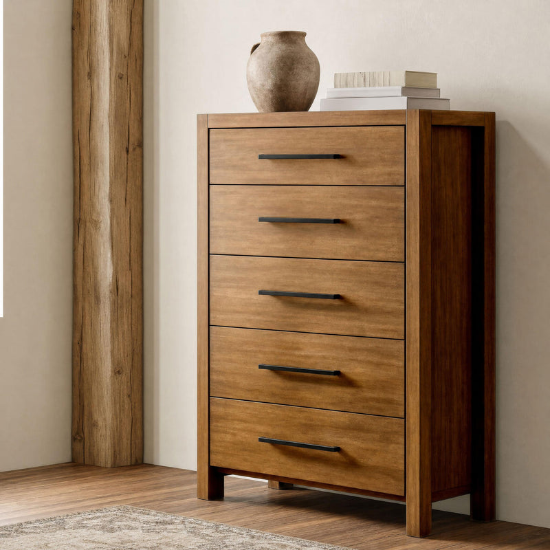 Adderley 5-drawer Bedroom Chest of Drawers Warm Brown - 215855