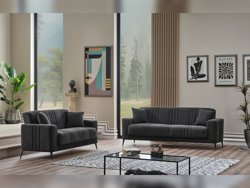 Adela 3-pieces (Sofa & Loveseat & Chair) Livingroom Set Anthracite in Anthracite - 101-ADE-ELI10-321