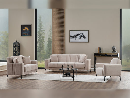 Adela 3-pieces (Sofa & Loveseat & Chair) Livingroom Set Cream in Cream - 101-ADE-ELI02-321