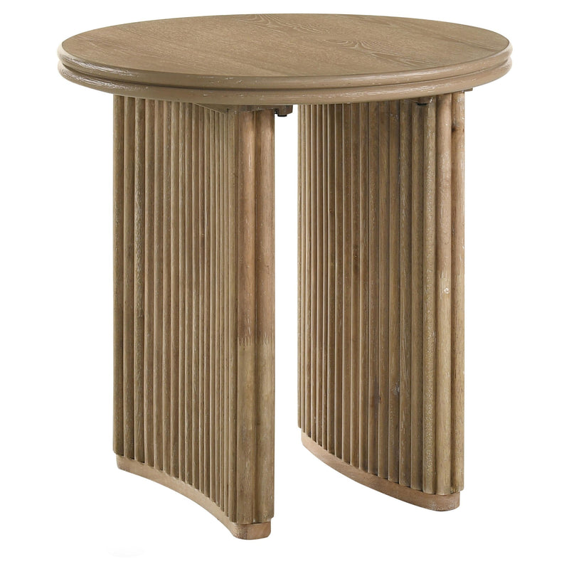 Adina 2-piece Round Coffee Table Set Distressed Light Brown - 722938-S2