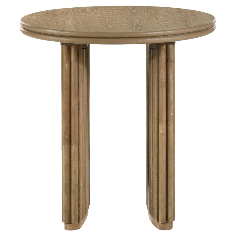 Adina 2-piece Round Coffee Table Set Distressed Light Brown - 722938-S2