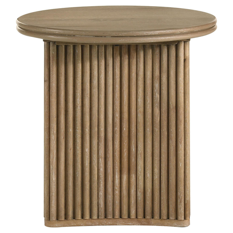 Adina 2-piece Round Coffee Table Set Distressed Light Brown - 722938-S2