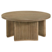 Adina 2-piece Round Coffee Table Set Distressed Light Brown - 722938-S2