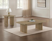 Adina 2-piece Wood Coffee Table Set Distressed Light Brown - 722858-S2