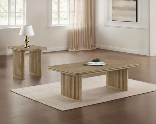 Adina 2-piece Wood Coffee Table Set Distressed Light Brown - 722858-S2