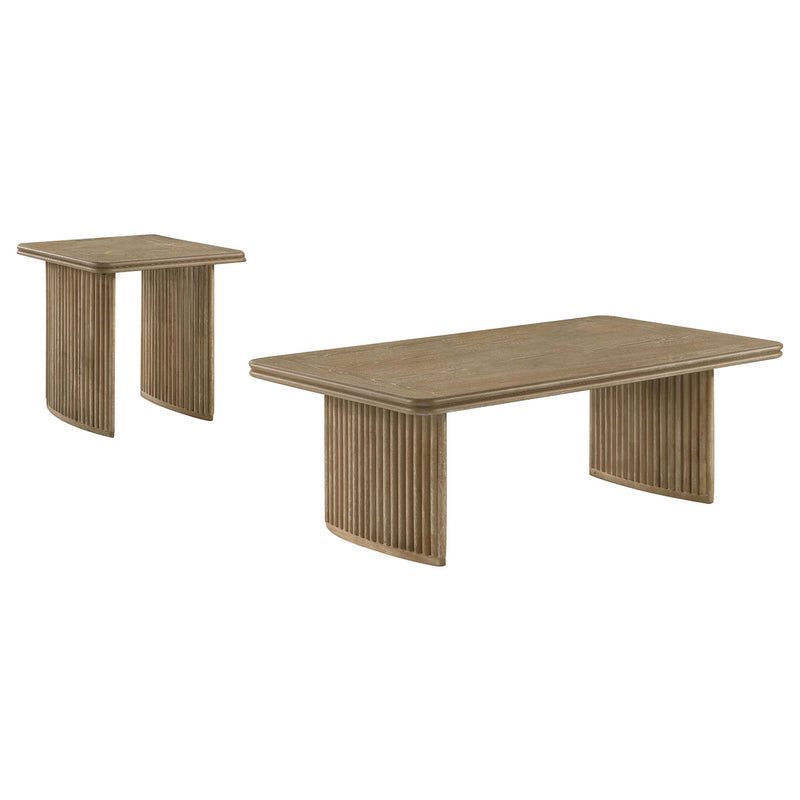 Adina 2-piece Wood Coffee Table Set Distressed Light Brown - 722858-S2