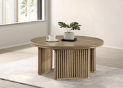 Adina 36-inch Round Wood Coffee Table Distressed Light Brown - 722938