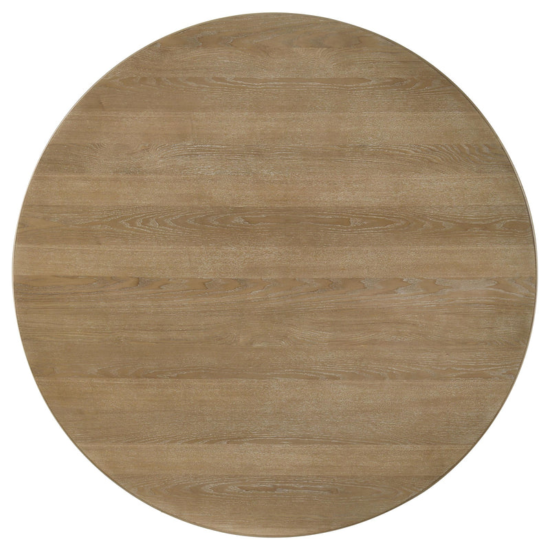 Adina 53-inch Round Wood Dining Table Distressed Light Brown - 193610
