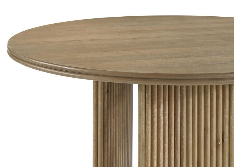 Adina 53-inch Round Wood Dining Table Distressed Light Brown - 193610