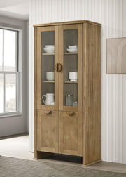 Adina 77-inch Tall Display Cabinet Distressed Light Brown - 193616