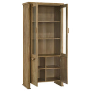 Adina 77-inch Tall Display Cabinet Distressed Light Brown - 193616