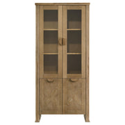 Adina 77-inch Tall Display Cabinet Distressed Light Brown - 193616