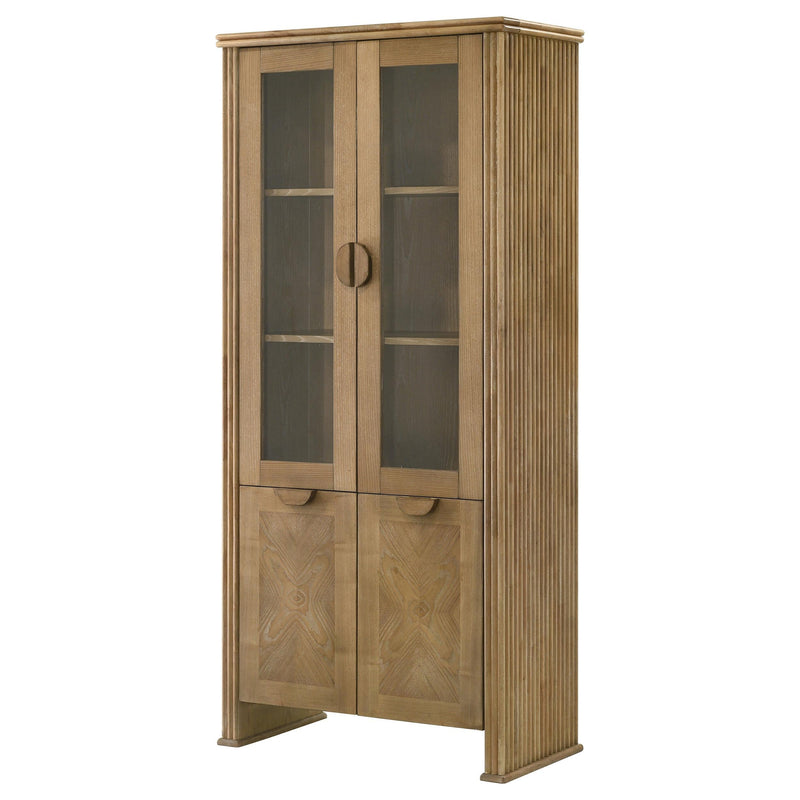 Adina 77-inch Tall Display Cabinet Distressed Light Brown - 193616