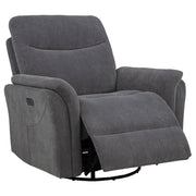 Adler Upholstered Power Swivel Glider Recliner Charcoal Grey - 610443P