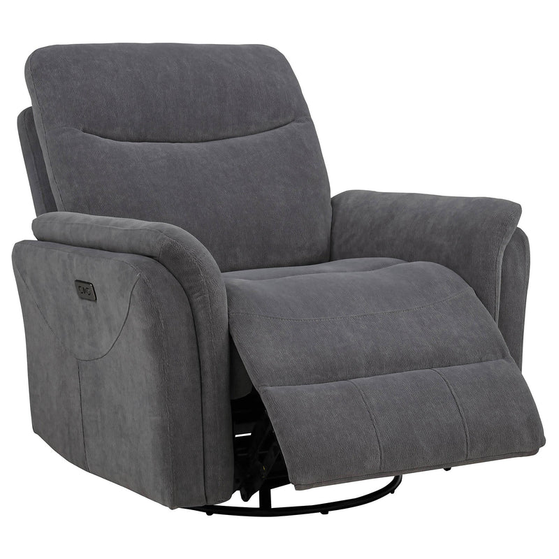 Adler Upholstered Power Swivel Glider Recliner Charcoal Grey - 610443P