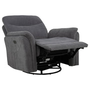 Adler Upholstered Power Swivel Glider Recliner Charcoal Grey - 610443P