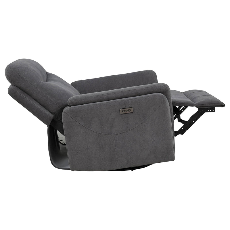 Adler Upholstered Power Swivel Glider Recliner Charcoal Grey - 610443P