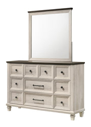 Adrian - 10 Drawers White Dresser with Brown Top - B337-D