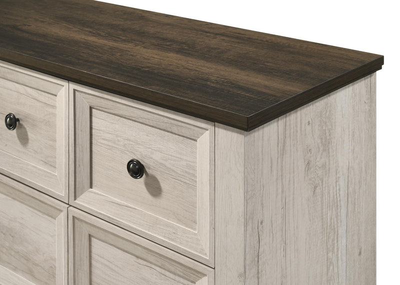 Adrian - 10 Drawers White Dresser with Brown Top - B337-D