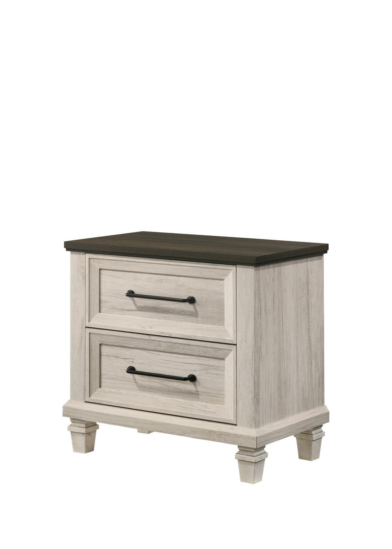 Adrian - 2 Drawers White Nightstand with Brown Top - B337-N