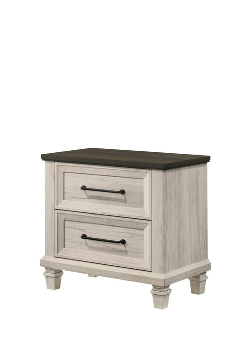 Adrian - 2 Drawers White Nightstand with Brown Top - B337-N