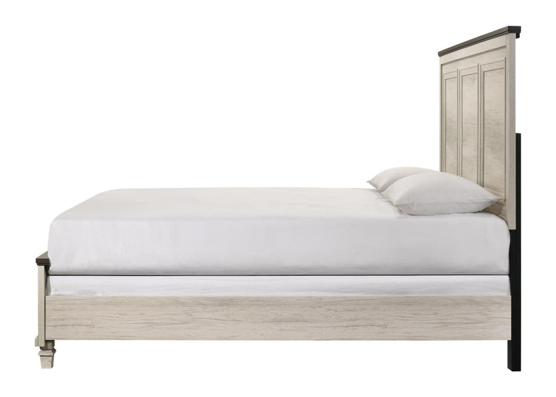 Adrian - White Panel Full Bed with Brown Accent - B337-F-Bed