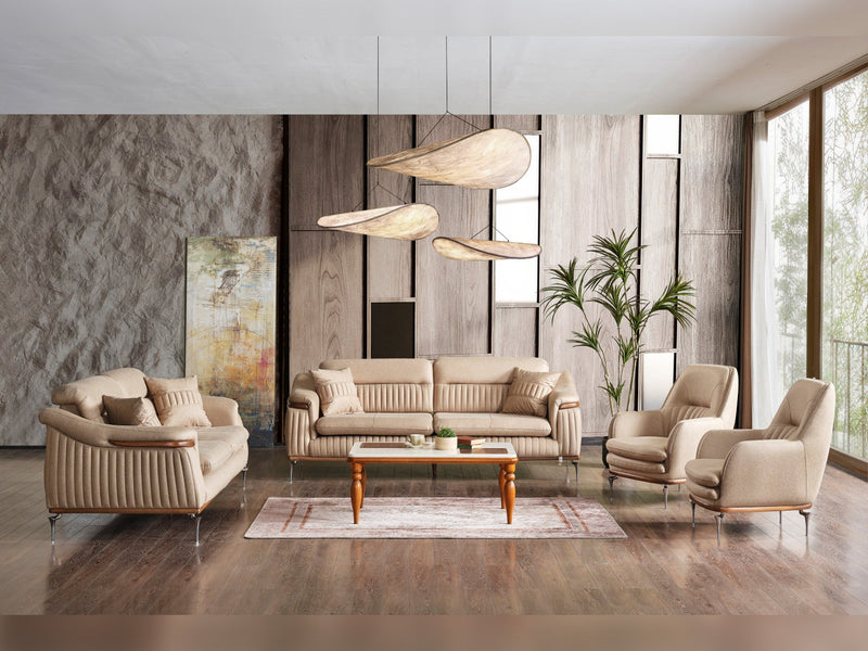 Ahsen 3-pieces (Sofa & Loveseat & Chair) Livingroom in Light Grey - 200-ELIF-AHS-MOD-LGRY-321
