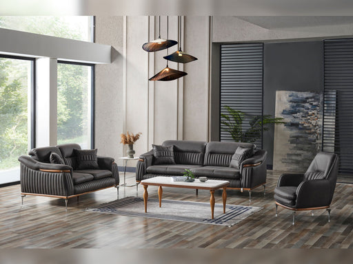 Ahsen 3-pieces (Sofa & Loveseat & Chair) Livingroom Set Dark Grey in Dark Grey - 200-AHS-MODDGRAY-321