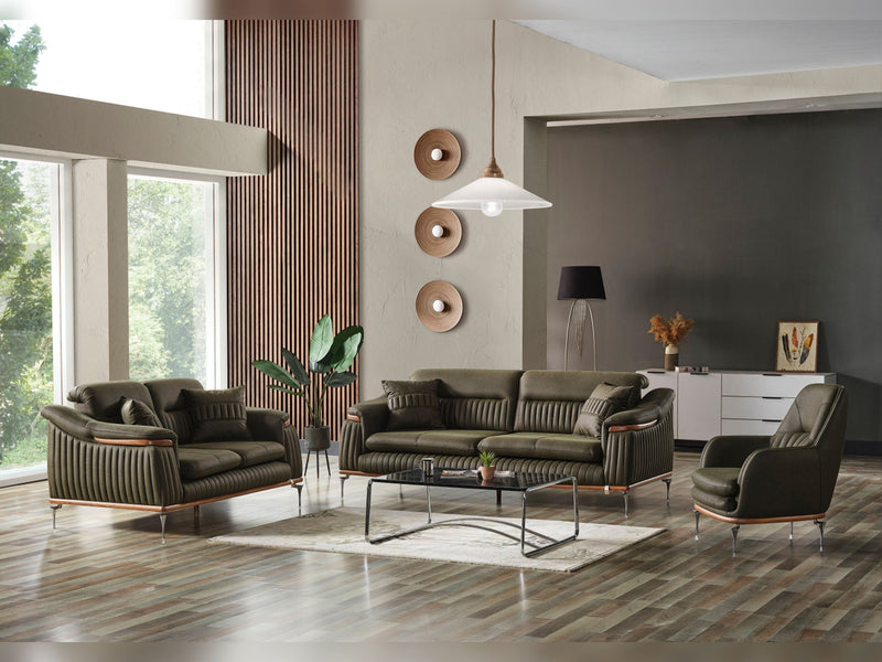 Ahsen 4-pieces (2 Sofa & 2 Chair) Livingroom Set Khaki in Khaki - 200-AHS-MODHAKI-3311