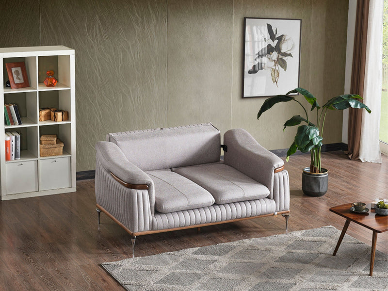 Ahsen 4-pieces (2 Sofa & 2 Chair) Livingroom Set Light Grey in Light Grey - 200-AHS-MODLGRAY-3311