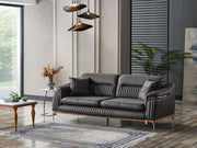 Ahsen 4-pieces (Sofa & Loveseat & 2 Chair) Livingroom Set Dark Grey in Dark Grey - 200-AHS-MODDGRAY-3211