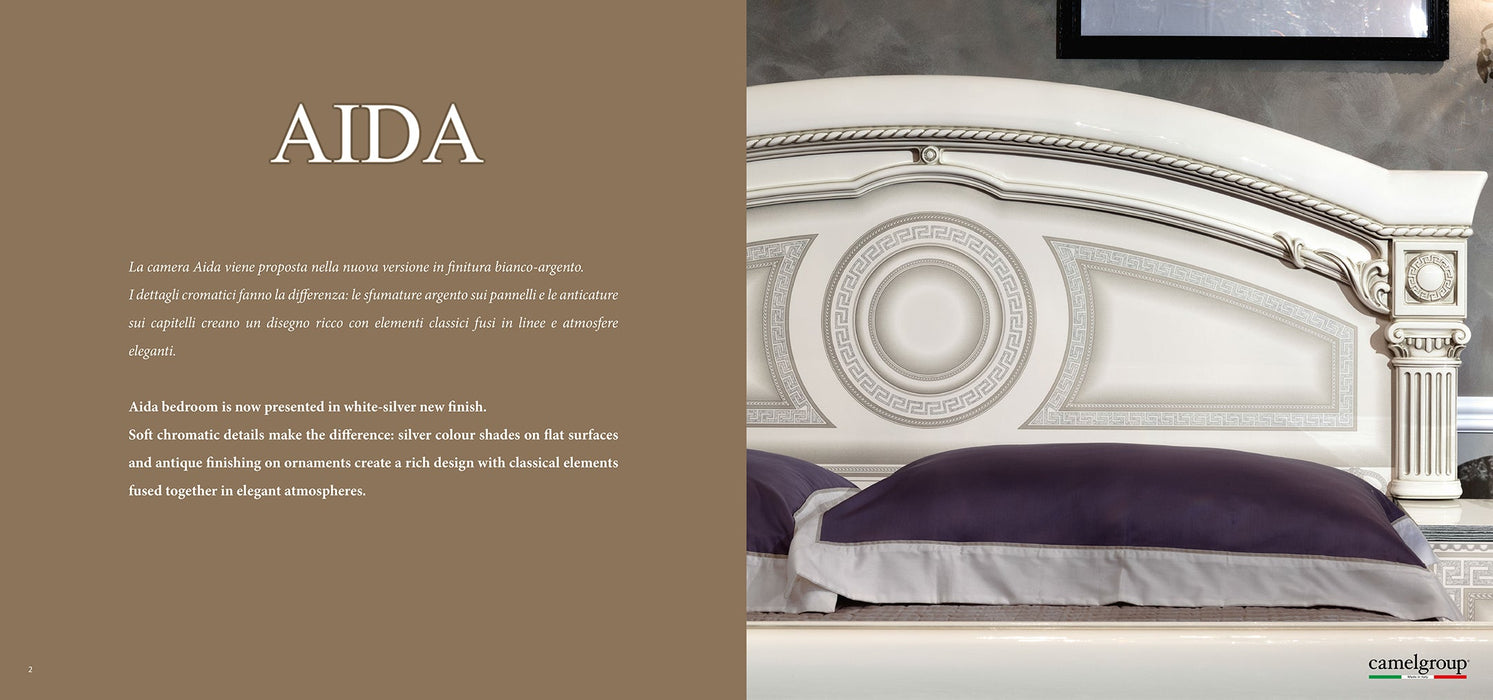 Aida Bed White W/Silver Queen - Lara Furniture