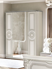 Aida Bedroom, White W/Silver, Camelgroup Italy Set - Lara Furniture