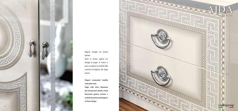 Aida White - Silver Nightstand - Lara FurnitureNightstand