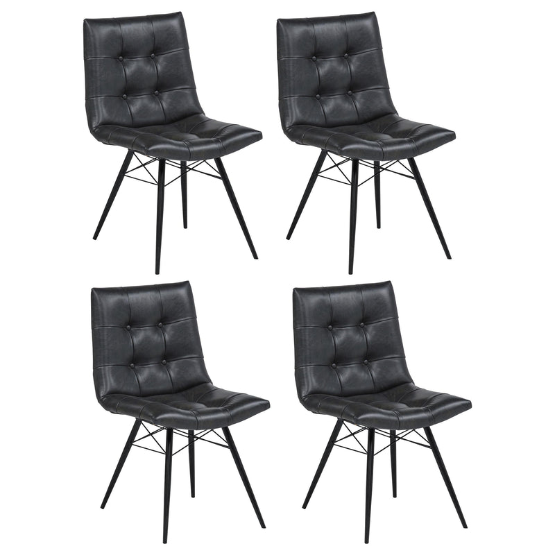 Aiken Faux Leather Upholstered Dining Side Chair Charcoal Grey (Set of 4) - 110302