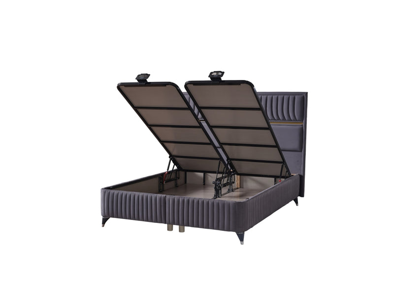 Akasya Storage Bed Fume Without Headboard - King in Fume - 110-AKA-BBFFUME-200-SB