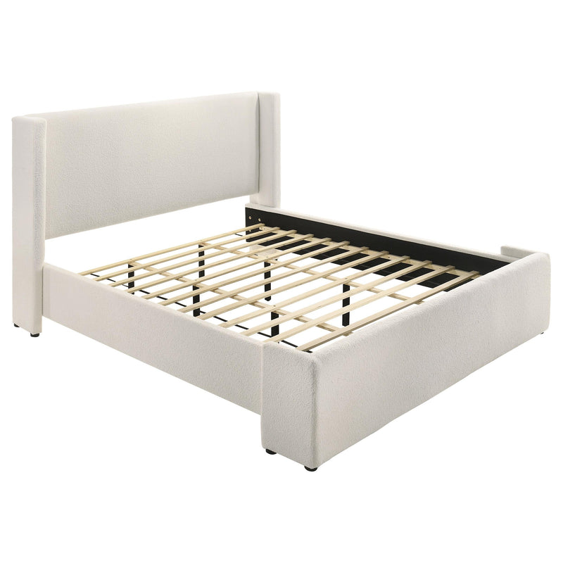 Alamosa Boucle Upholstered Eastern King Platform Bed White  - 310078KE