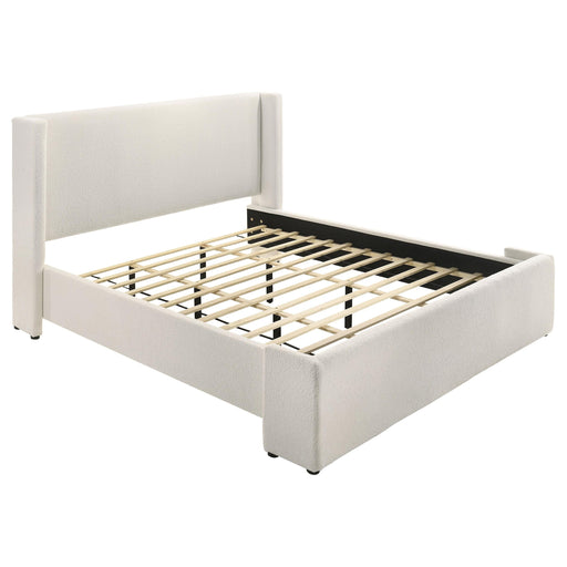 Alamosa Boucle Upholstered Eastern King Platform Bed White  - 310078KE