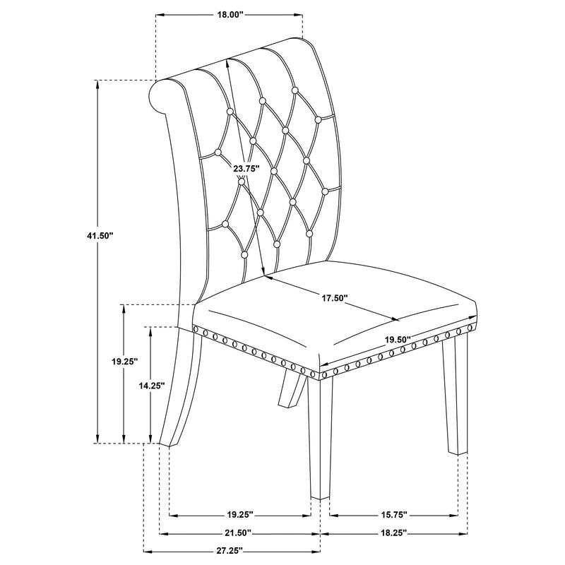 Alana Fabric Upholstered Dining Side Chair Beige (Set of 2) - 190162