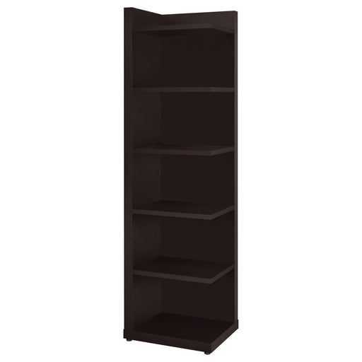 Alder 71-inch 6-shelf Corner Bookcase Cappuccino - 800270
