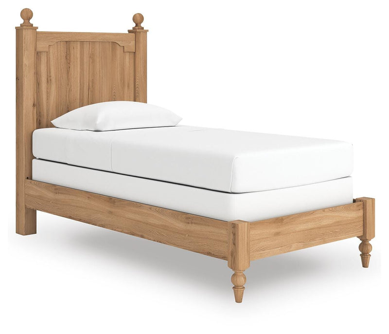 Aleaport Twin Panel Bed with Dresser and Nightstand in Warm Brown - PKG022634