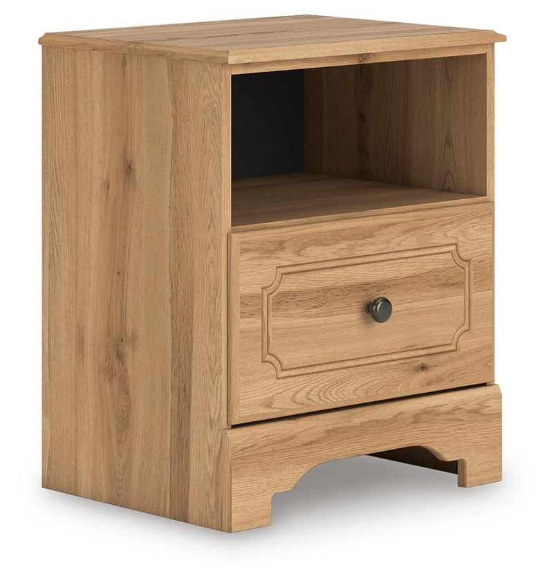 Aleaport Warm Brown King Panel Bed, Dresser, Mirror and Nightstand - PCB1075B10
