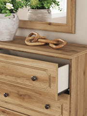 Aleaport Warm Brown King Panel Bed, Dresser, Mirror and Nightstand - PCB1075B10