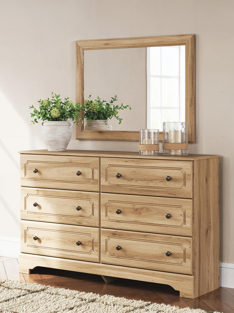 Aleaport Warm Brown Queen Panel Bed, Dresser, Mirror and Nightstand - PCB1075B9