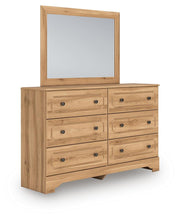 Aleaport Warm Brown Queen Panel Bed, Dresser, Mirror and Nightstand - PCB1075B9