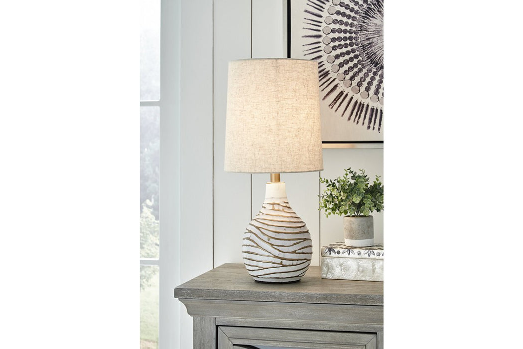 Aleela White/Gold Finish Table Lamp - Gate FurnitureTable Lamp